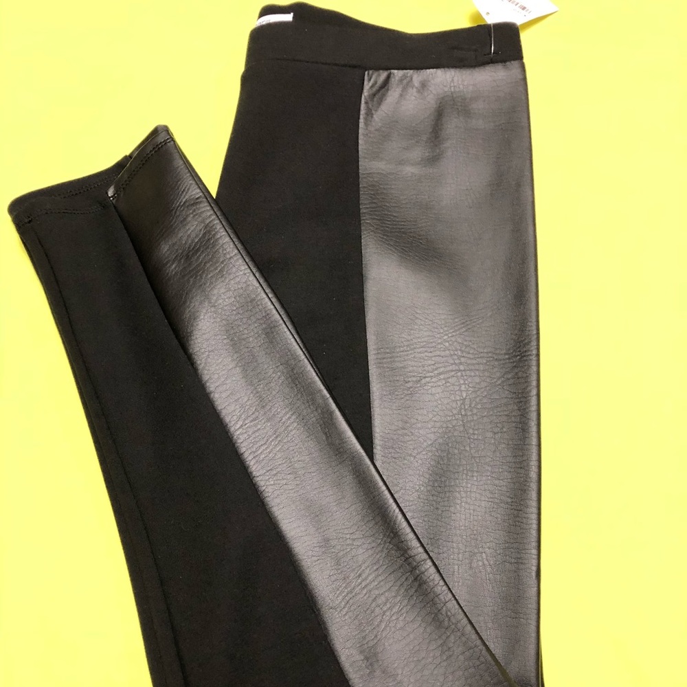 💜Bar III Semi-Spandex & Faux Leather Pants